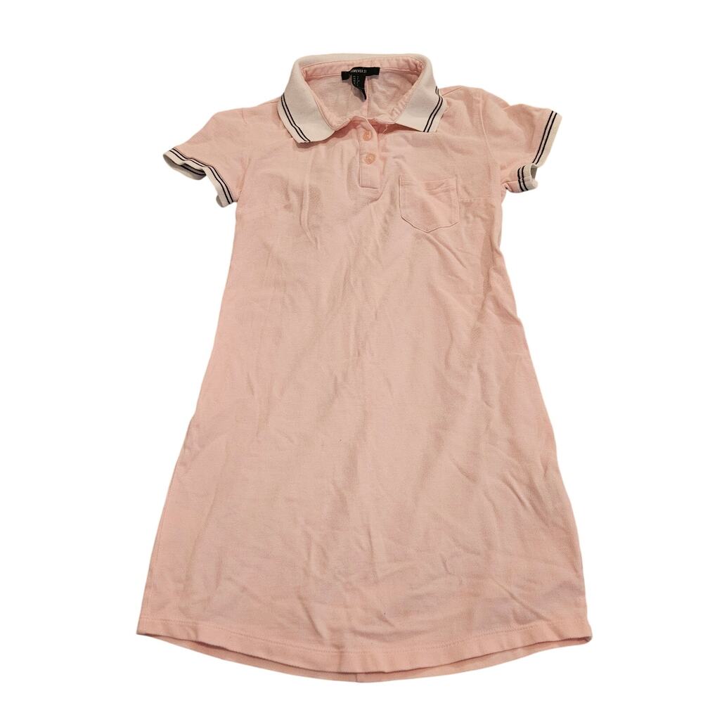 Forever 21 Pink Polo Dress Womens Small Collared Short Sleeve Preppy Mini Casual
